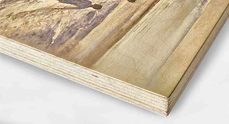 Boční pohled - umělecký tisk na přírodním dřevě