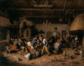 Men and women in a tavern