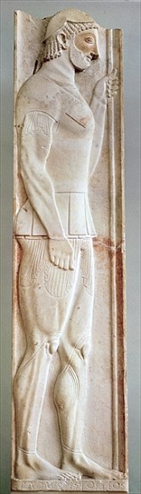 Funerary stela of the Hoplite Aristion, from Velanideza, Attica, c.510 BC (marble) od Aristokles