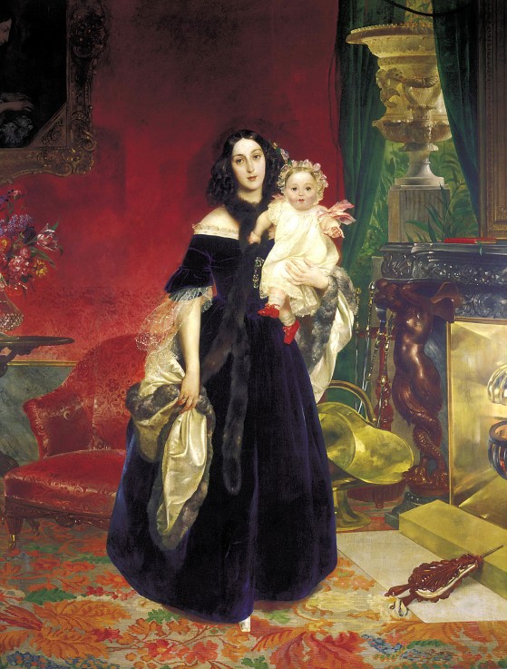 Maria Arkadyevna (Stolypina) Beck (1819-1889) with her Daughter od Brüllow