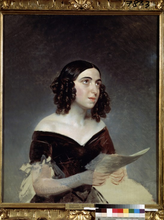 Portrait of the opera singer Anna Petrova (1816-1901) od Brüllow