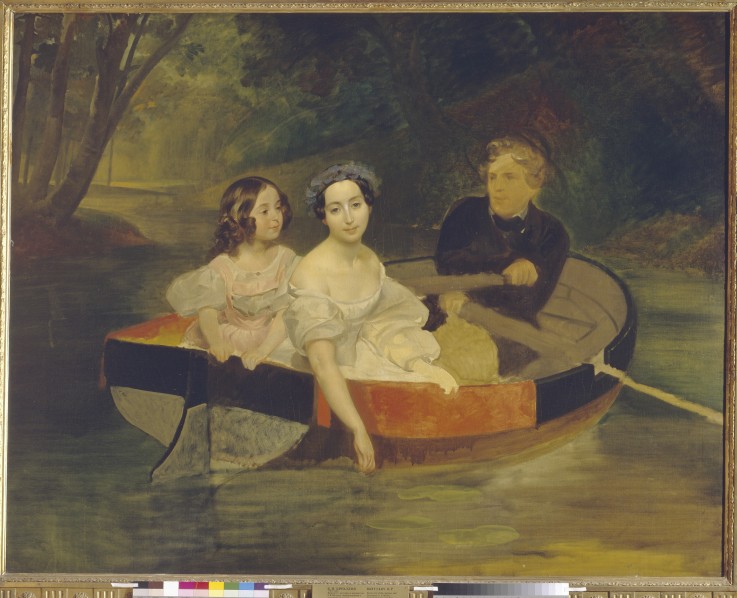 Self-portrait with Baroness Yekaterina Meller-Zakomelskaya and her daughter in a boat od Brüllow