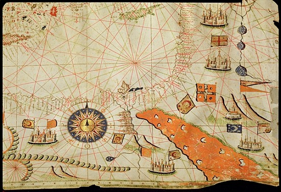 Egypt and the Red Sea, from a nautical atlas of the Mediterranean and Middle East (ink on vellum) od Calopodio da Candia