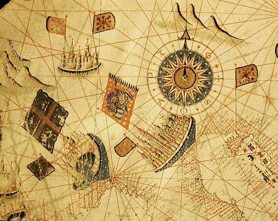 The maritime cities of Genoa and Venice, from a nautical atlas of the Mediterranean and Middle East  od Calopodio da Candia