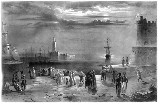 The Dey Hussein Ibn El Hussein (1765-1838) leaving Algiers after the city has been captured on the 4 od Coppin