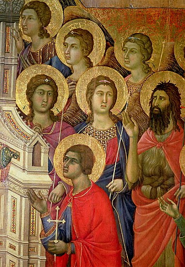 Maesta: Detail of Saints, including St. John the Baptist, 1308-11 od Duccio di Buoninsegna