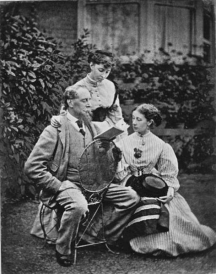 Charles Dickens with two of his daughters, c.1865 od English Photographer