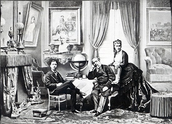 Emperor Napoleon III with Empress Eugenie and the prince Imperial at Camden Place, Chislehurst in 18 od English Photographer