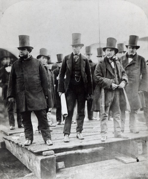 (L to R) John Scott Russell, Henry Wakefield, Isambard Kingdom Brunel and Lord Derby at the launch o od English Photographer