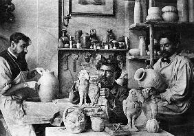 The Martin brothers in the studio at the Southall Pottery
