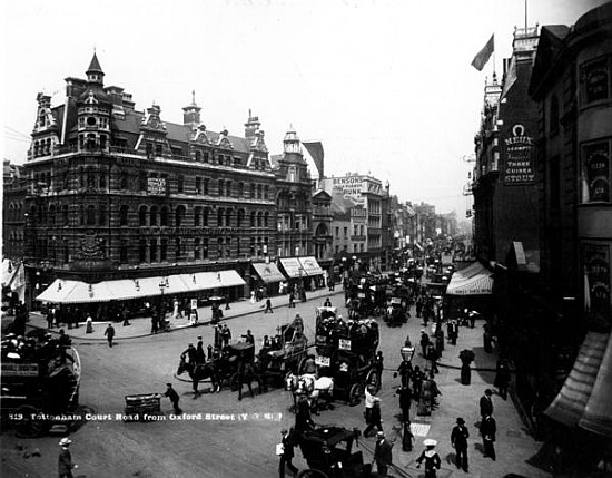 Tottenham Court Road from Oxford Street, London, c.1891 od English Photographer