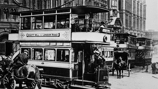 Trams in Manchester, c.1900 od English Photographer