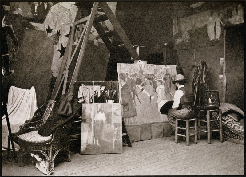 Toulouse-Lautrec in his studio in Rue Caulaincourt, from ''Toulouse-Lautrec'' by Gerstle Mack, publi od French Photographer
