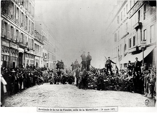 Barricade in the Rue de Flandre, during the Commune of Paris, 18th March 1871 od French Photographer