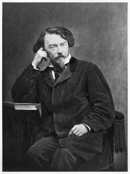 Portrait of Comte Auguste de Villiers de L''Isle-Adam (1838-89) 1886 (b/w photo)  od French Photographer