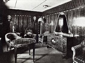 Saloon of a Luxury Apartment in the Ocean Liner ''Paris'', July 1921 (b/w photo) 