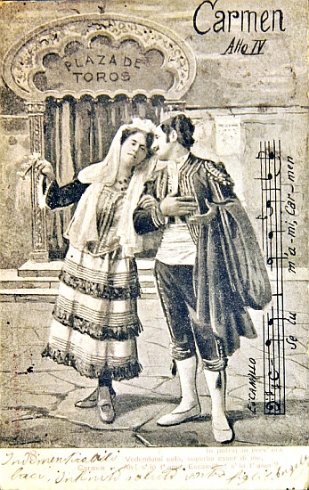 Postcard commemorating the Fourth Act of the opera ''Carmen'', od Georges Bizet