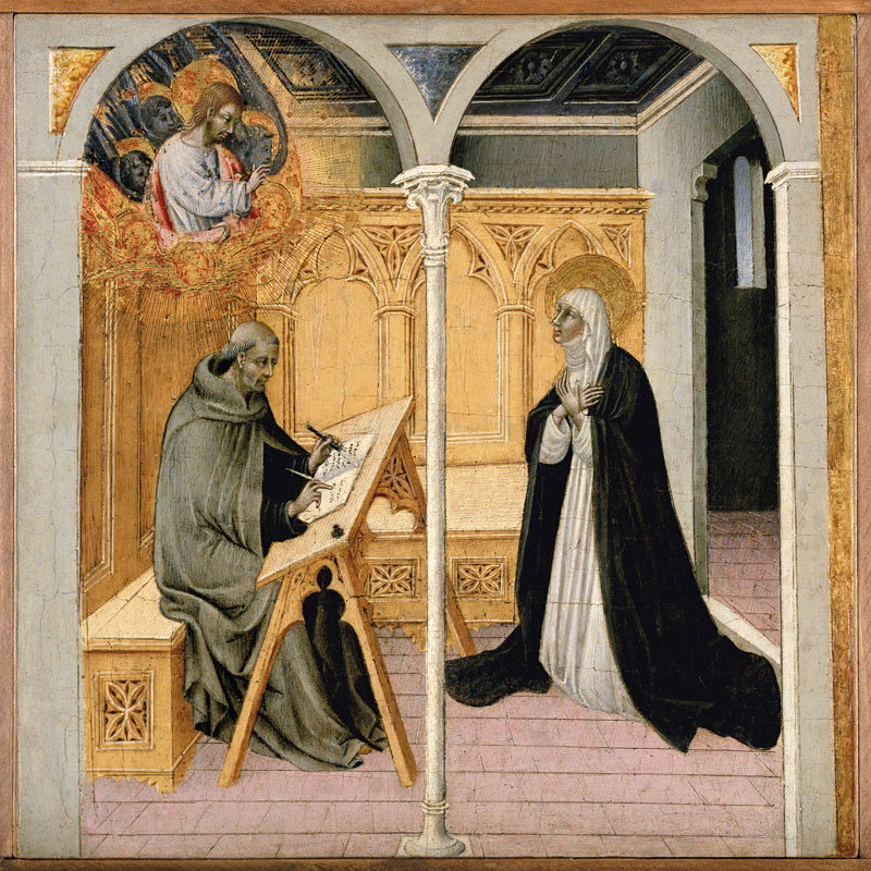 St. Catherine of Siena Dictating Her Dialogues od Giovanni di Paolo di Grazia
