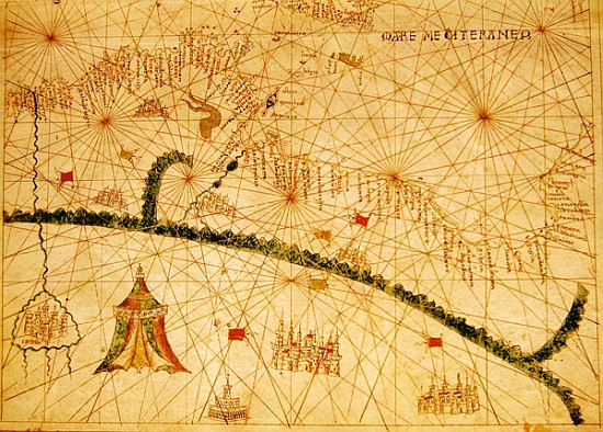 North Africa, from a nautical atlas, 1520(detail from 330916) od Giovanni Xenodocus da Corfu