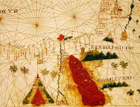 The Red Sea, from a nautical atlas, 1520(detail from 330913) od Giovanni Xenodocus da Corfu