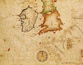 The French Coast, England, Scotland and Ireland, from a nautical atlas, 1520(detail from 330910)
