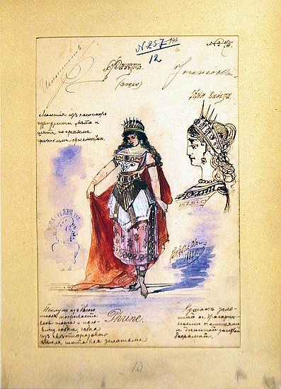 Costume designs for the role of Phrine in the opera ''Faust'', Charles Gounod (1818-93) 1882 od Grigoriev