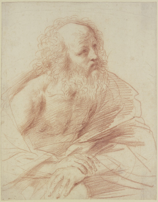 Bärtiger Mann im Mantel nach rechts, die Hände übereinander gelegt od Guercino (Giovanni Francesco Barbieri)