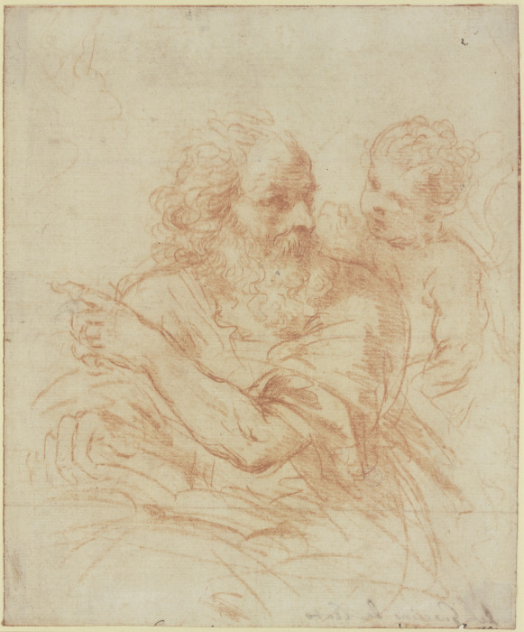Der Heilige Hieronymus mit einem Engel od Guercino (Giovanni Francesco Barbieri)