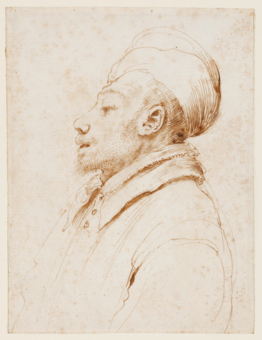 Karikatur eines Mannes im Profil nach links od Guercino (Giovanni Francesco Barbieri)