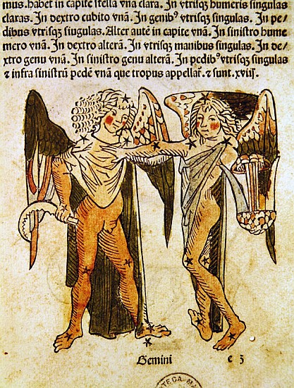 Gemini (the Twins) an illustration from the ''Poeticon Astronomicon'' C.J. Hyginus, Venice od Italian School
