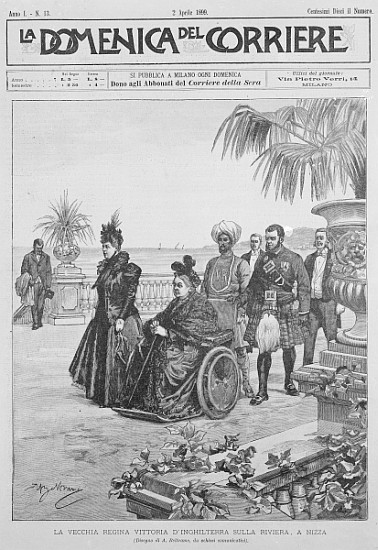 Queen Victoria on the Italian Riviera, frontcover of ''La Domenica del Corriere'', 2nd April 1899 od Italian School