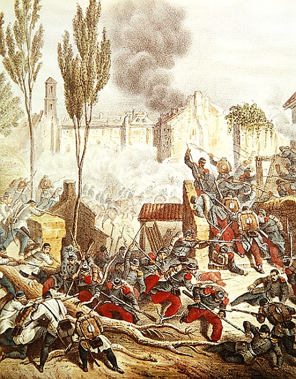The Piedmontese and The French at the battle of Magenta in 1859 od Italian School
