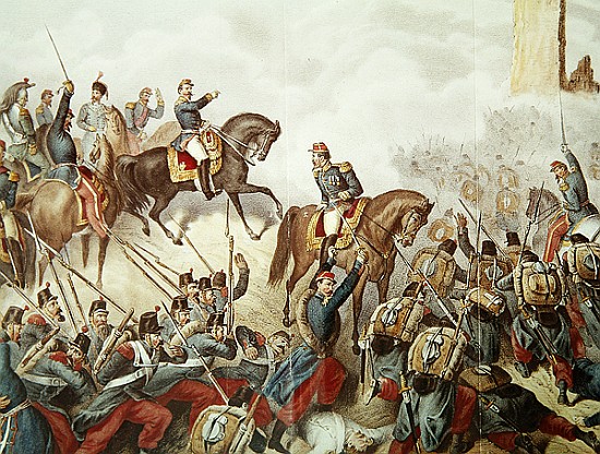 The Piedmontese and the French at the battle of San Martino in 1859 od Italian School