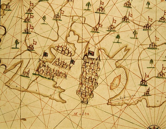 The Port of La Valletta, from a nautical atlas, 1646(detail from 330944) od Italian School