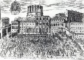 The Benediction of Pope Pius V in St.Peter''s Square c.1567