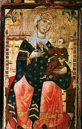 Enthroned Madonna and Child, c.1260 (canvas laid over poplar) od Luccanese School