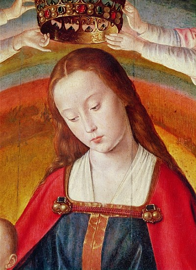 The Virgin Mary with her Crown, detail of the Coronation of the Virgin, centre panel from the Bourbo od Master of Moulins (Jean Hey)