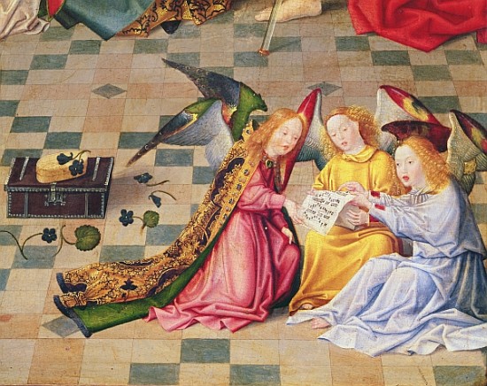 Angel musicians from the right panel of the altarpiece of the Seven Joys of the Virgin, c.1480  (det od Master of the Holy Family