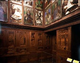 The Study of Federigo da Montefeltro, Duke of Urbino: intarsia panelling depicting open cupboards an