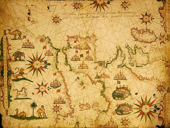 The Atlantic coasts of Europe and the Western Mediterranean, from a nautical atlas, 1651(see also 33 od Pietro Giovanni Prunes