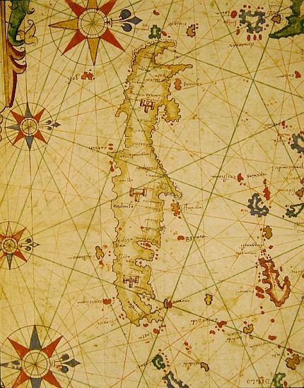 The Island of Crete, from a nautical atlas, 1651(detail from 330925) od Pietro Giovanni Prunes