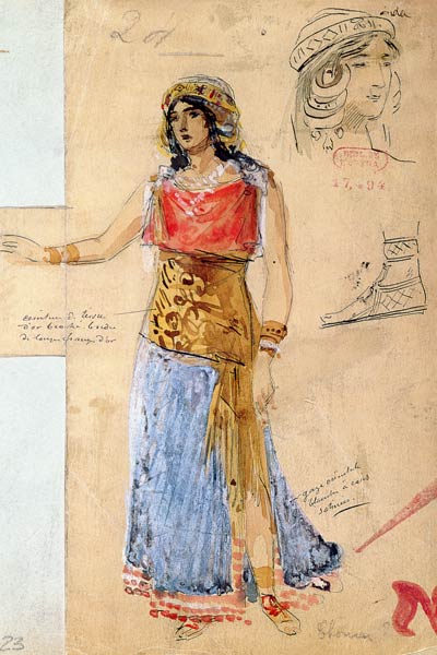 Costume design for the role of Isolde, in the opera ''Tristan und Isolde'', od Richard Wagner