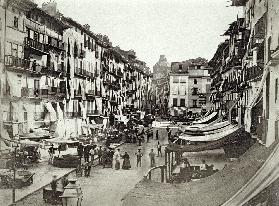 Barcelona street scene, c.1880s (albumen print) 
