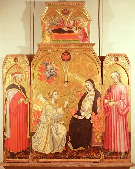 The Annunciation with St. Cosmas and St. Damian, 1409 (gold leaf & tempera on panel) od Taddeo di Bartolo