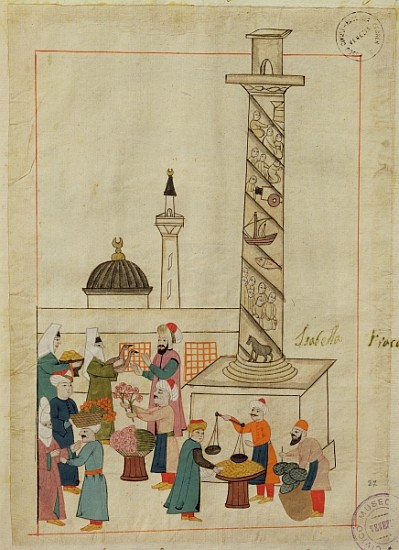 Ms. cicogna 1971, miniature from the ''Memorie Turchesche'' depicting an open-air market in a piazza od Venetian School