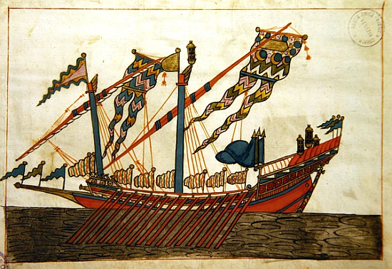 Ms. cicogna 1971, miniature from the ''Memorie Turchesche'' depicting a Turkish flagship od Venetian School