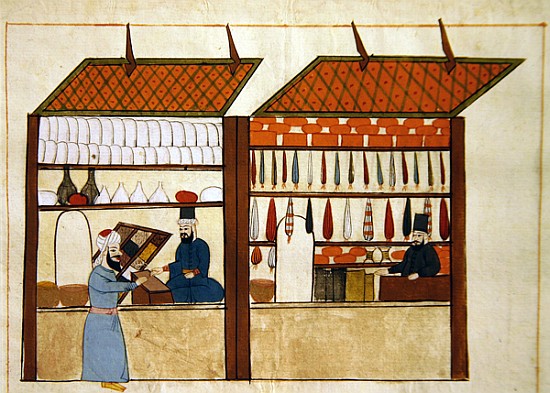 Ms. cicogna 1971, miniature from the ''Memorie Turchesche'' depicting Turkish merchants od Venetian School