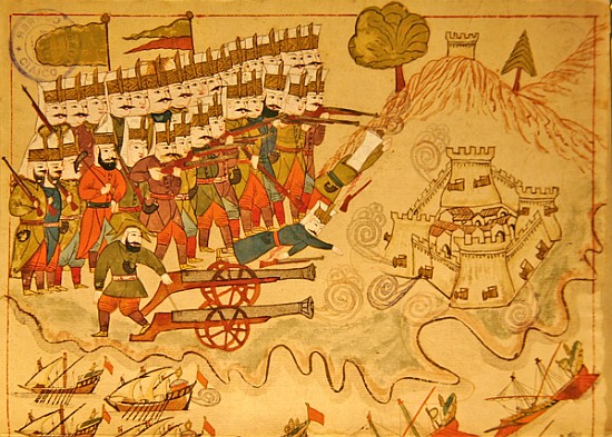 Ms. cicogna 1971, miniature from the ''Memorie Turchesche'' depicting Turkish soliders attacking and od Venetian School