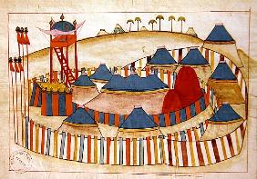 Ms. cicogna 1971, miniature from the ''Memorie Turchesche'' depicting a Turkish camp with look-out t