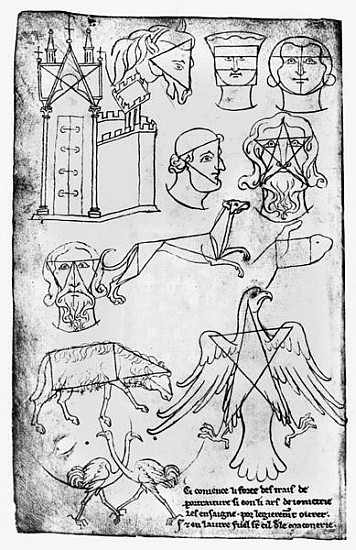 Ms Fr 19093 fol.18v Various drawings (facsimile copy) od Villard de Honnecourt